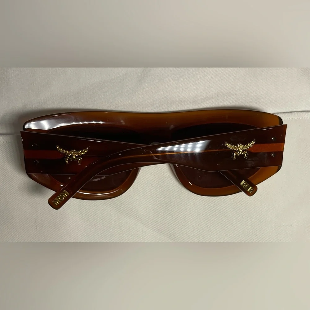MCM Square Sunglasses with Gold Tone Logo Hardware, dust bag and pouch case NWT